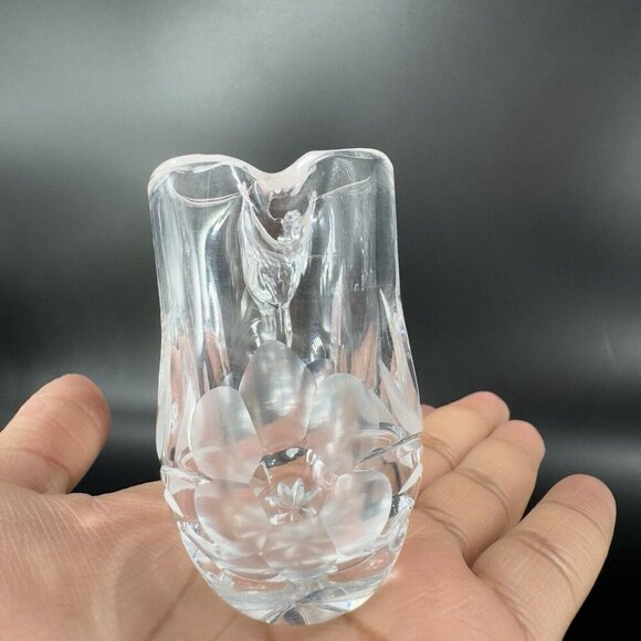Vintage Clear Crystal Glass Miniature Small Pitcher Carafe Old Whimsical Decor - Picture 9 of 14